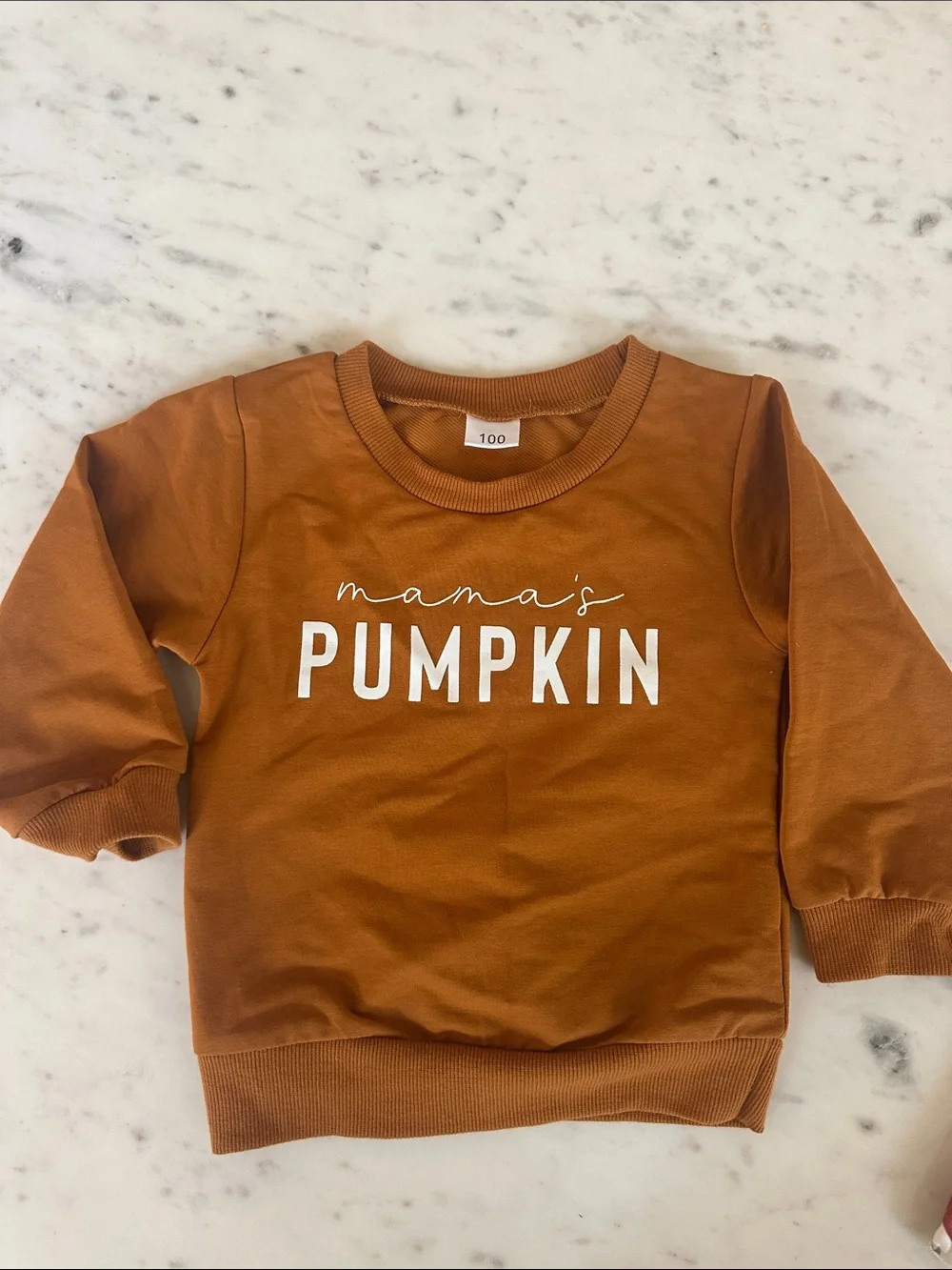 Mama's Pumpkin Sweatshirt & Pumpkin Print Ruffle Pants Set - Rust & White